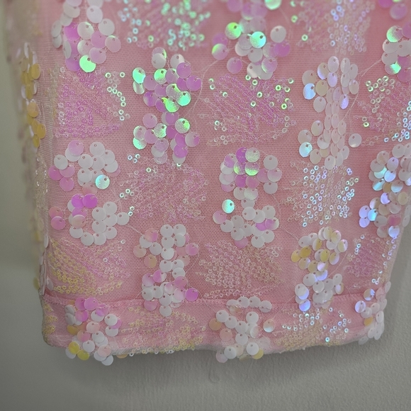 NWT Endless Rose Pink Sequin Feather Sleeveless Women's Mini Dress Size … - Picture 7 of 11